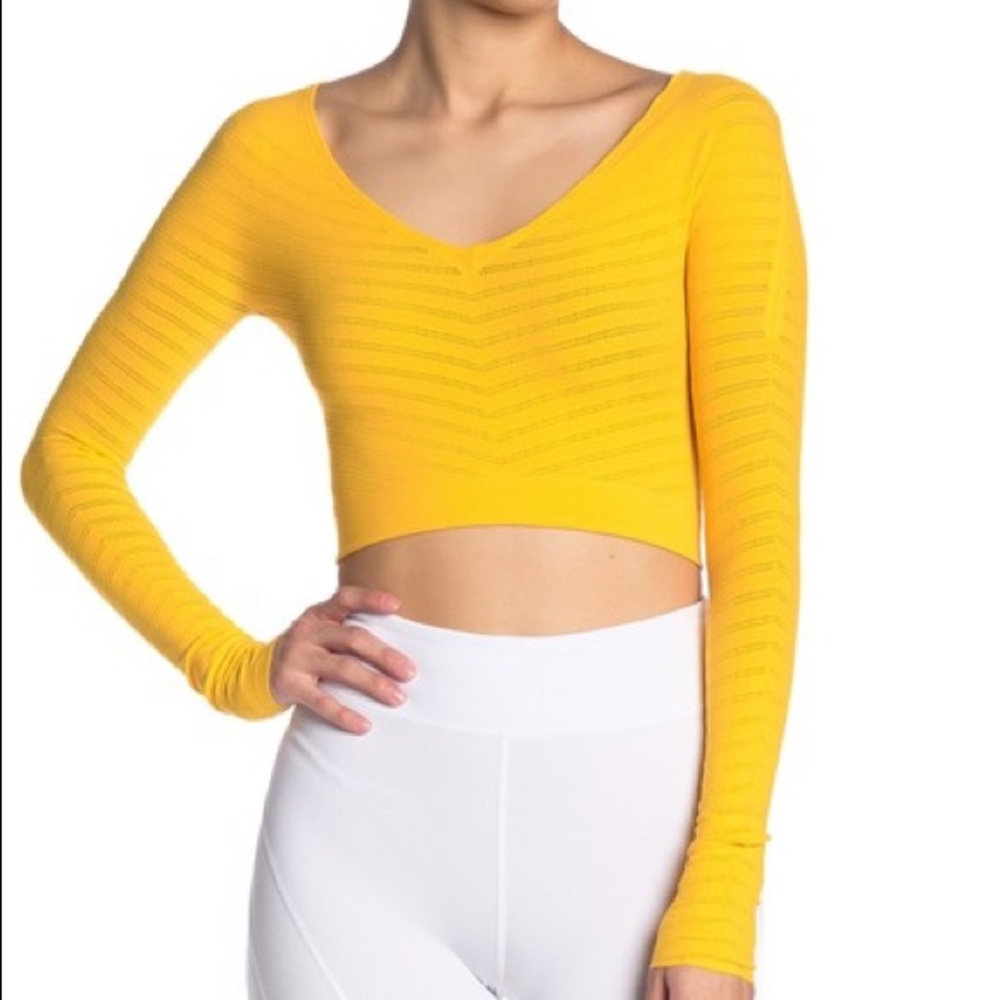 NEW FREE PEOPLE Cropped Long Sleeve Marigold Top - Picture 3 of 3